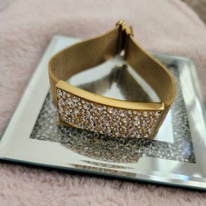 GOLD-TONE STAINLESS BRACELET WITH CRYSTAL ACCENTS